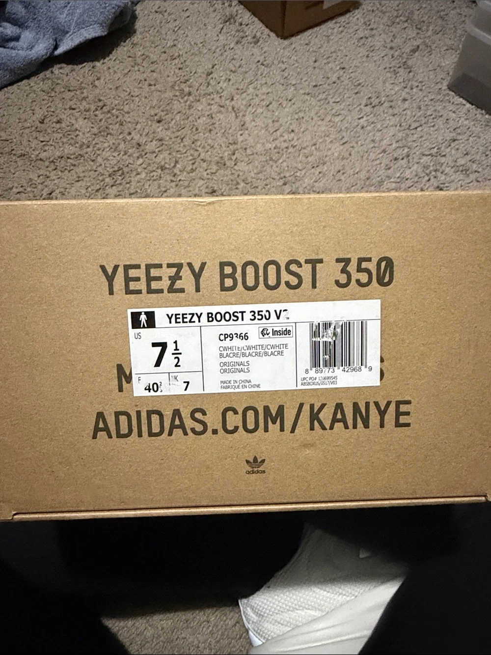 Adidas Yeezy Boost 350 V2 Cream White CP9366 Size 7.5 NEW